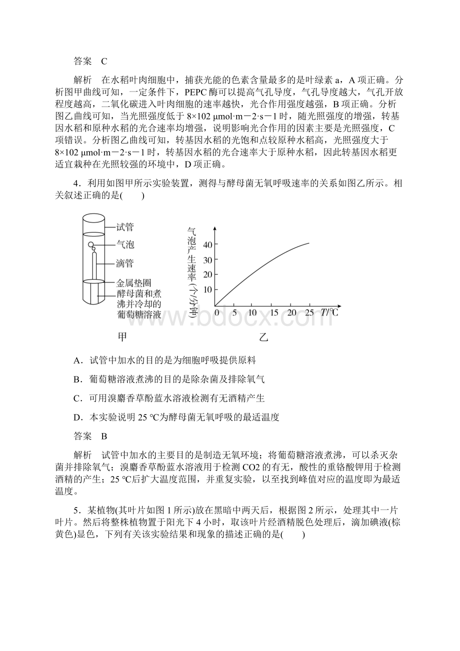 高考生物大二轮复习 第一编 专题整合突破 专题2 细胞的代谢易错题训练.docx_第3页