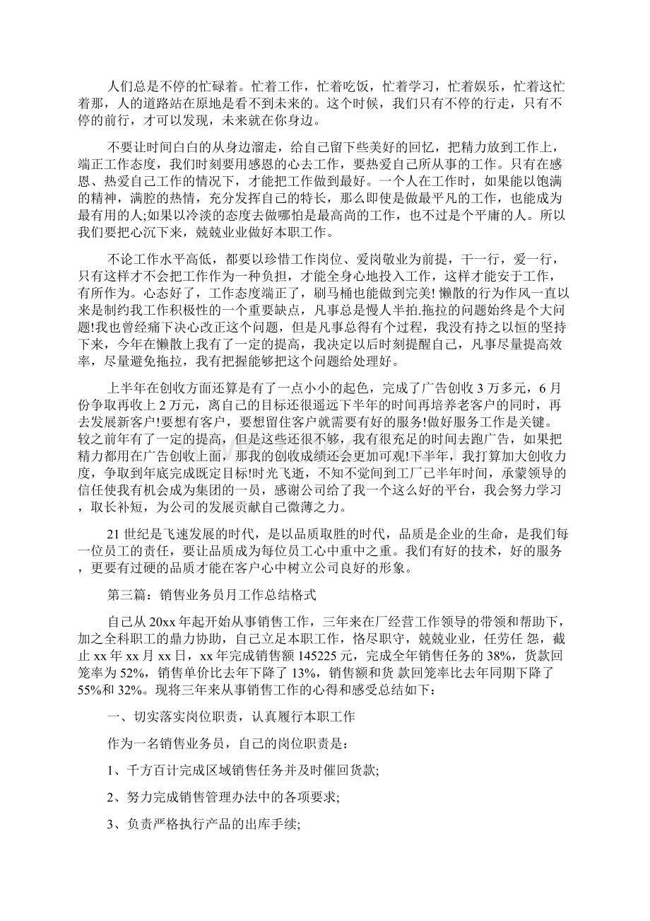 销售业务员月工作总结.docx_第2页