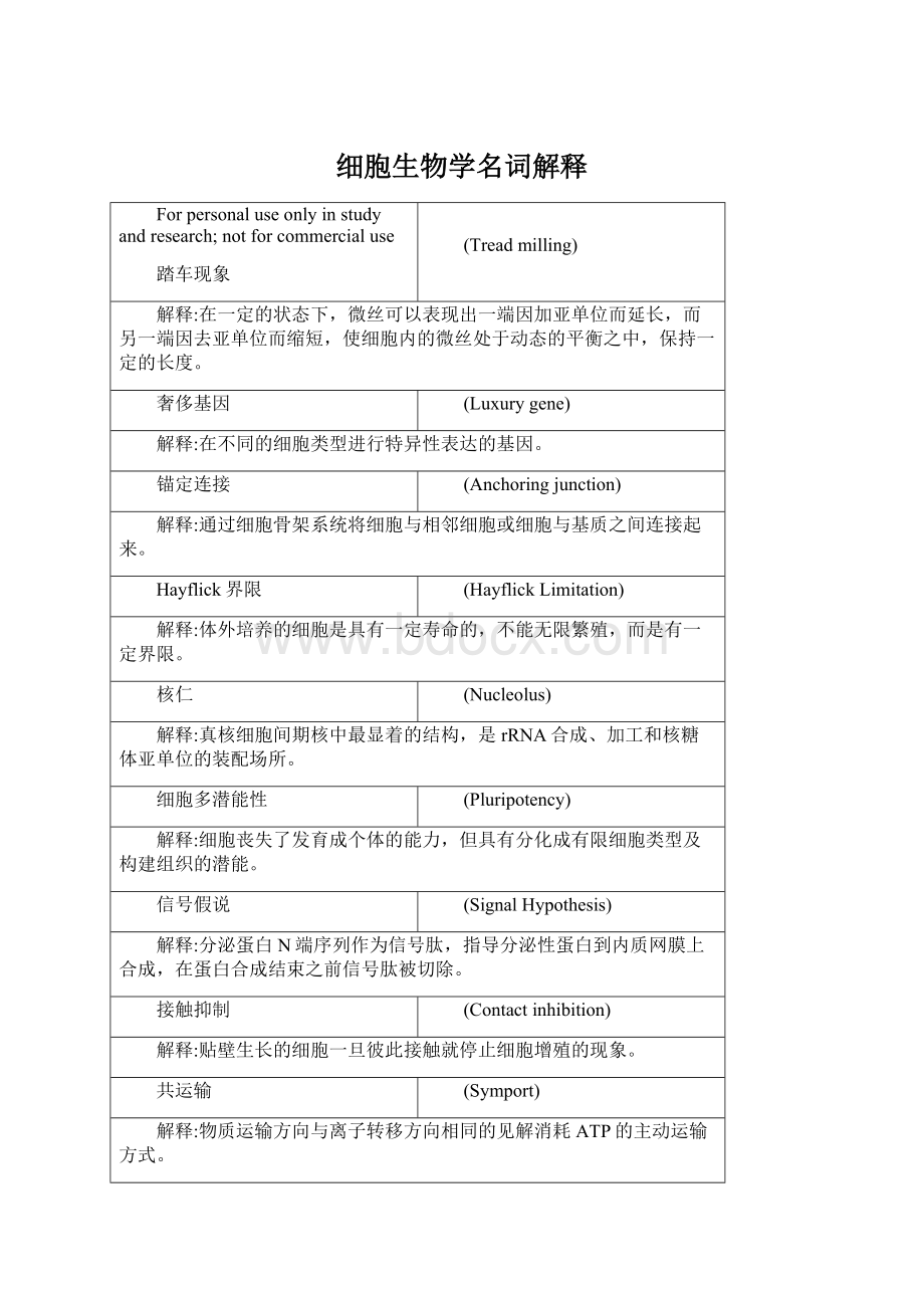 细胞生物学名词解释.docx_第1页