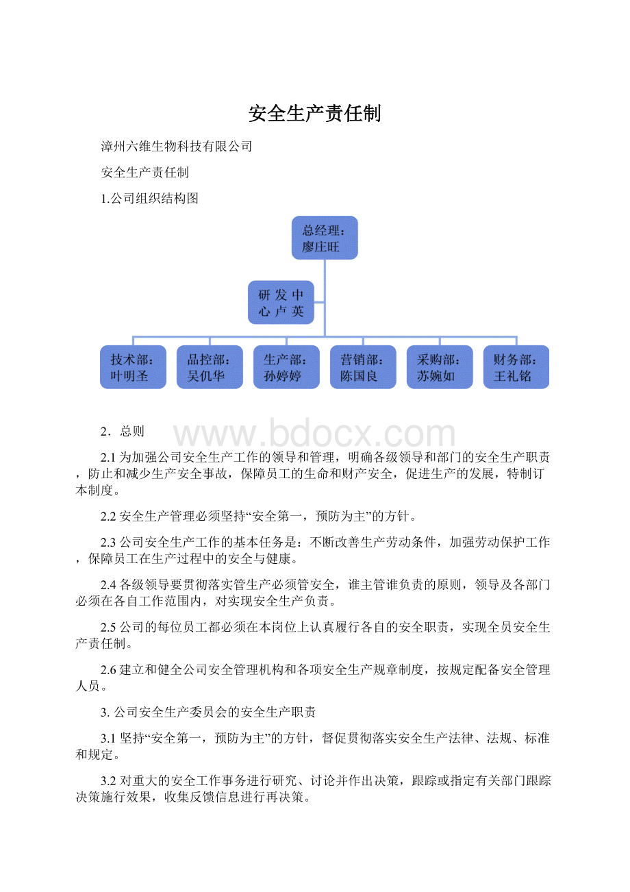 安全生产责任制Word下载.docx