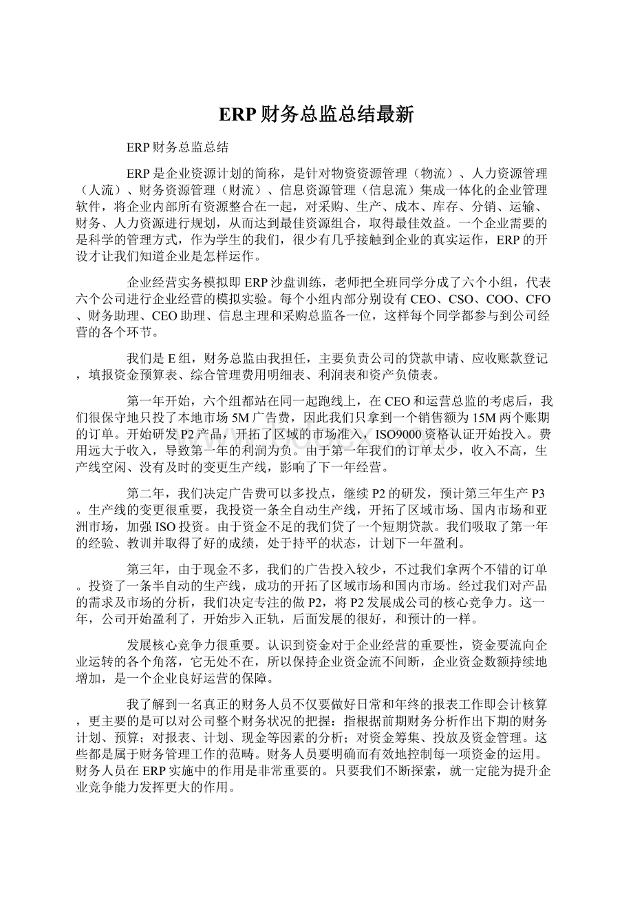 ERP财务总监总结最新Word文件下载.docx