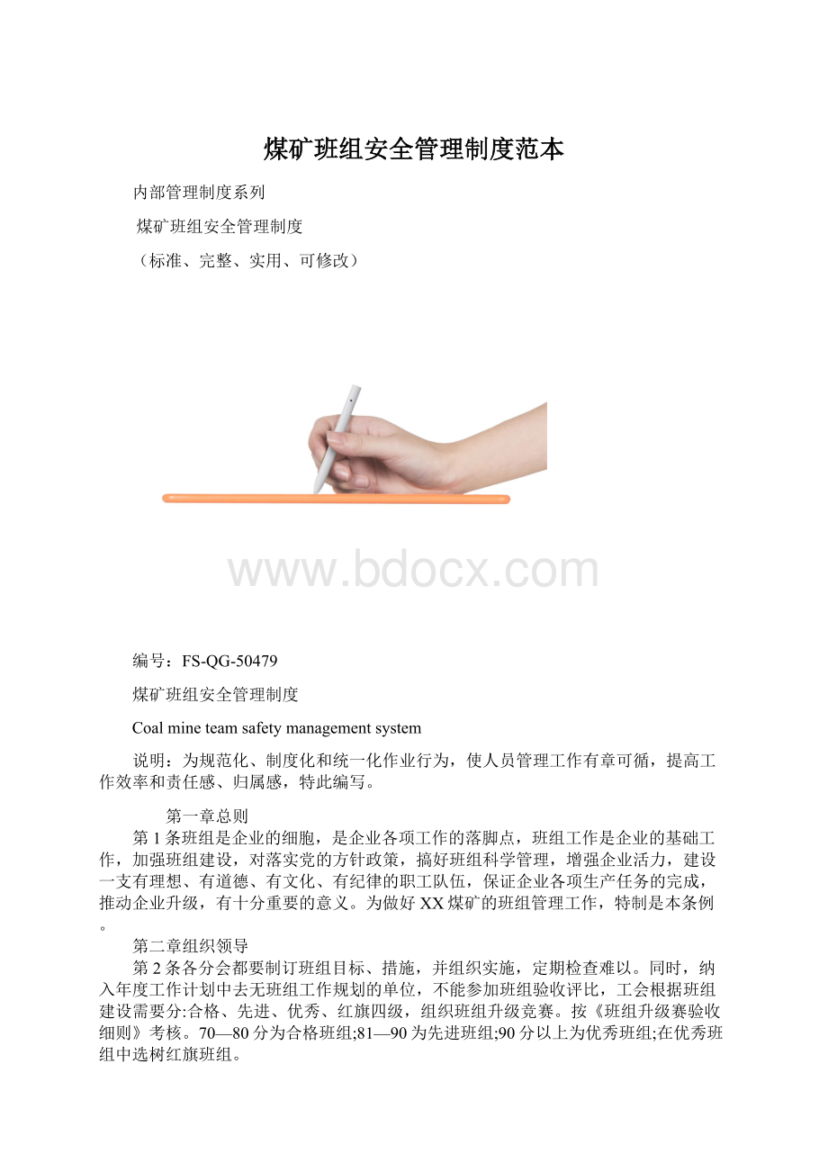 煤矿班组安全管理制度范本.docx