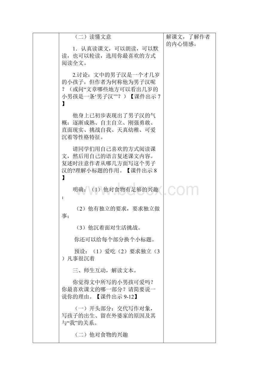 部编四年级下册语文第六单元教案19 我们家的男子汉教案教案.docx_第3页