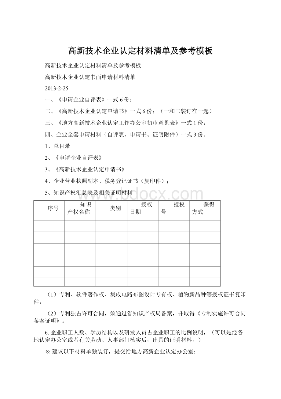 高新技术企业认定材料清单及参考模板文档格式.docx_第1页