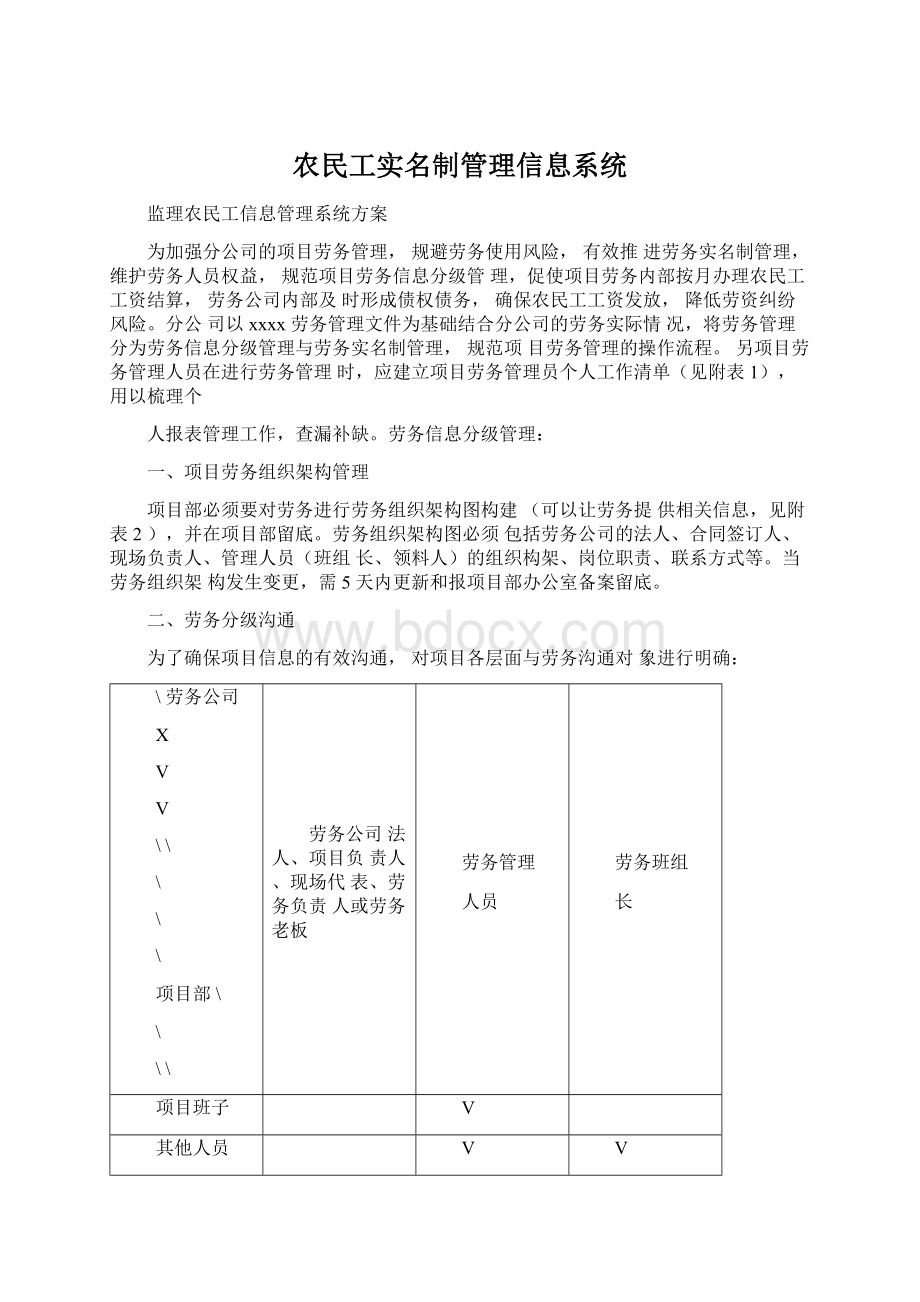 农民工实名制管理信息系统Word文档下载推荐.docx_第1页