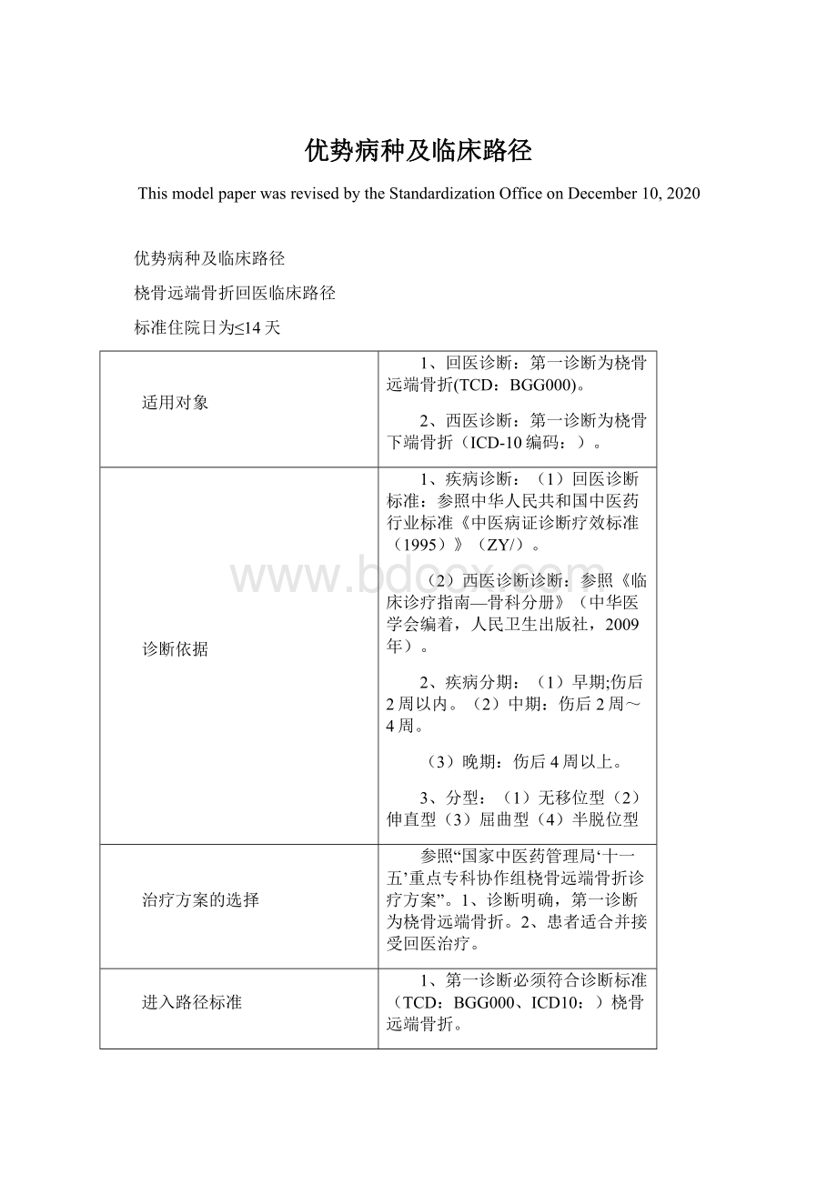 优势病种及临床路径Word格式.docx