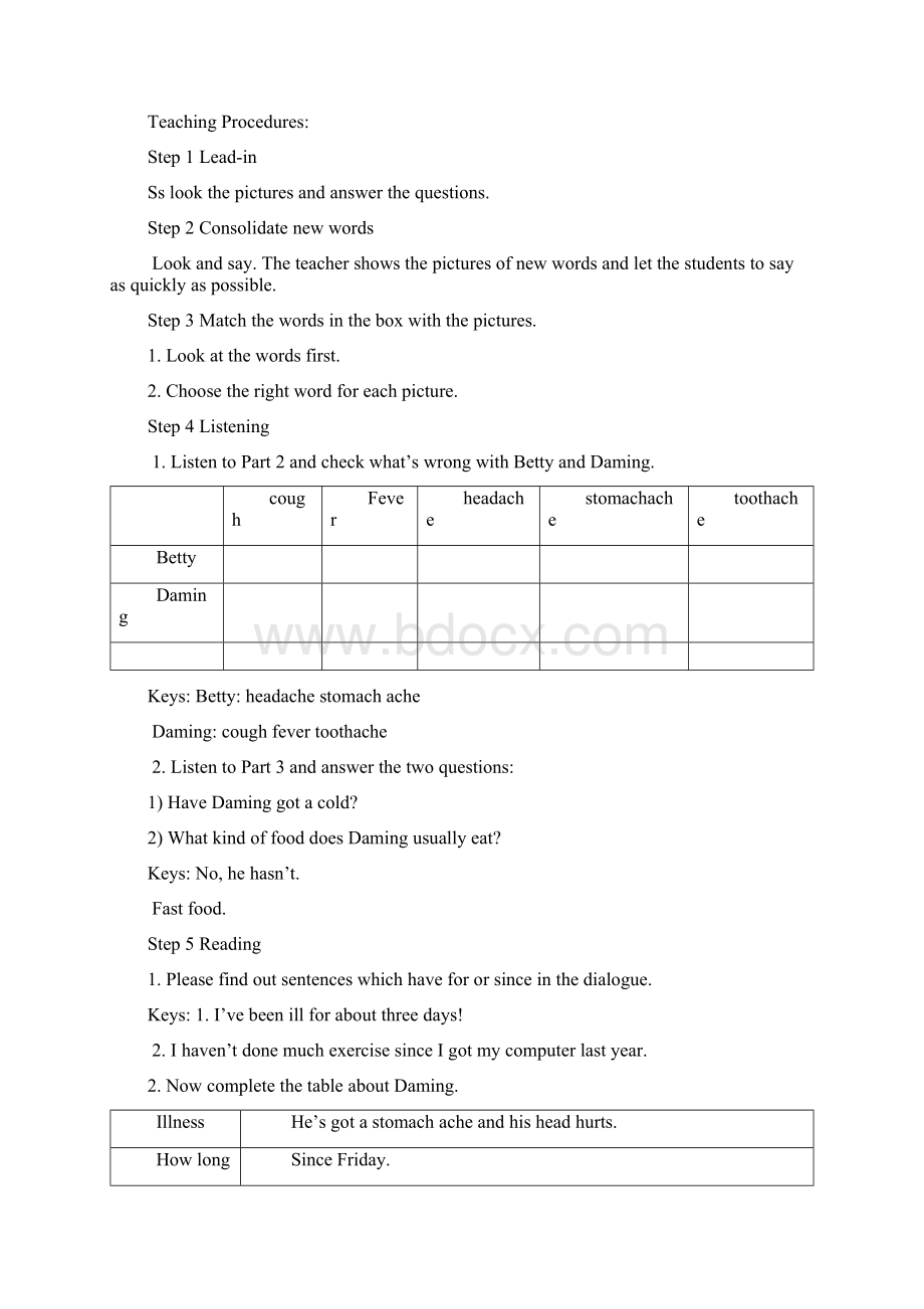 外研版 八年级英语初二下册Module 4 Seeing the doctor 教案.docx_第2页