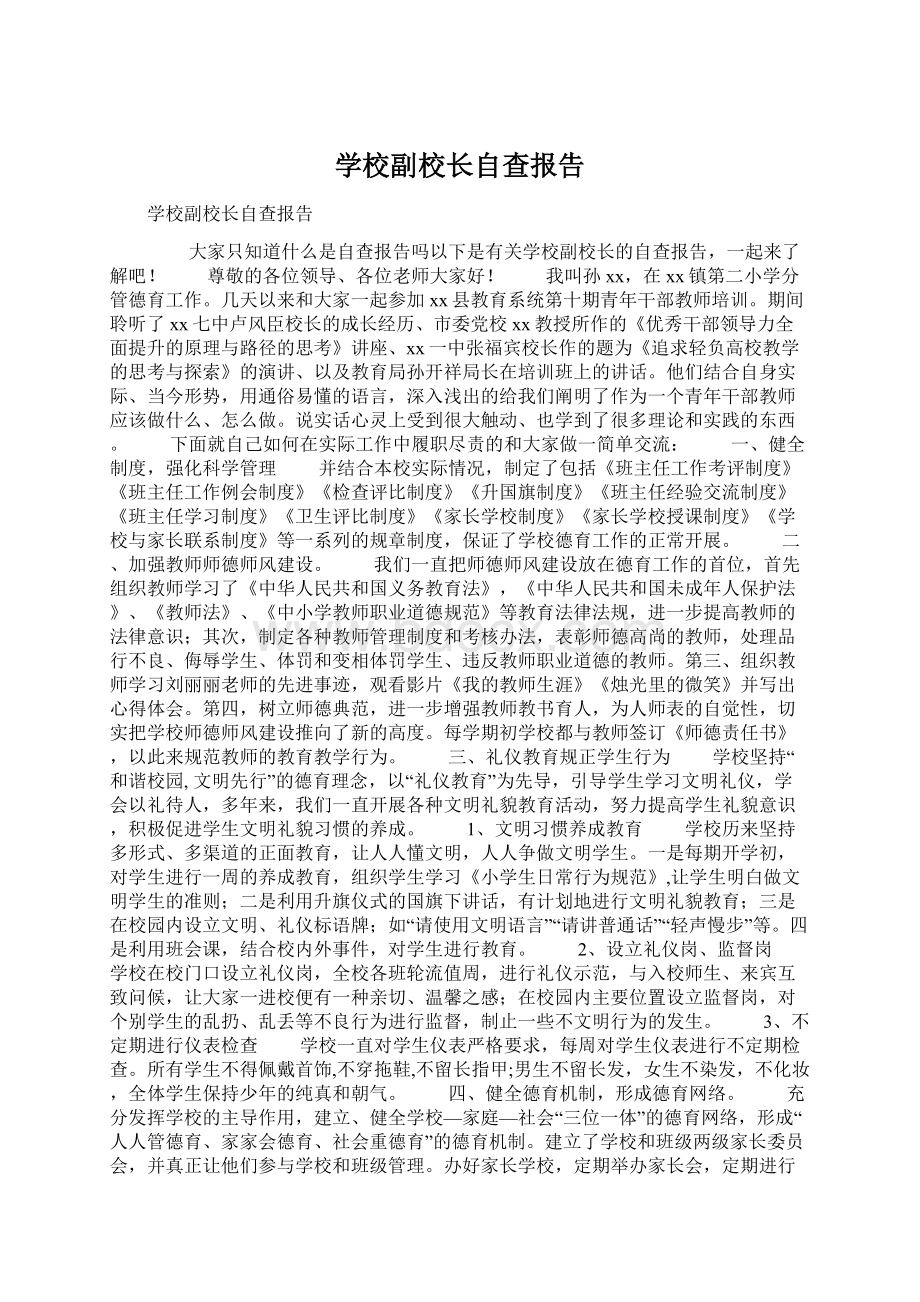 学校副校长自查报告.docx_第1页