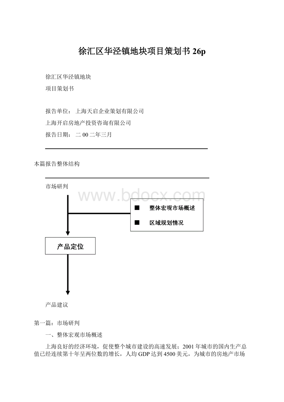 徐汇区华泾镇地块项目策划书26pWord文件下载.docx