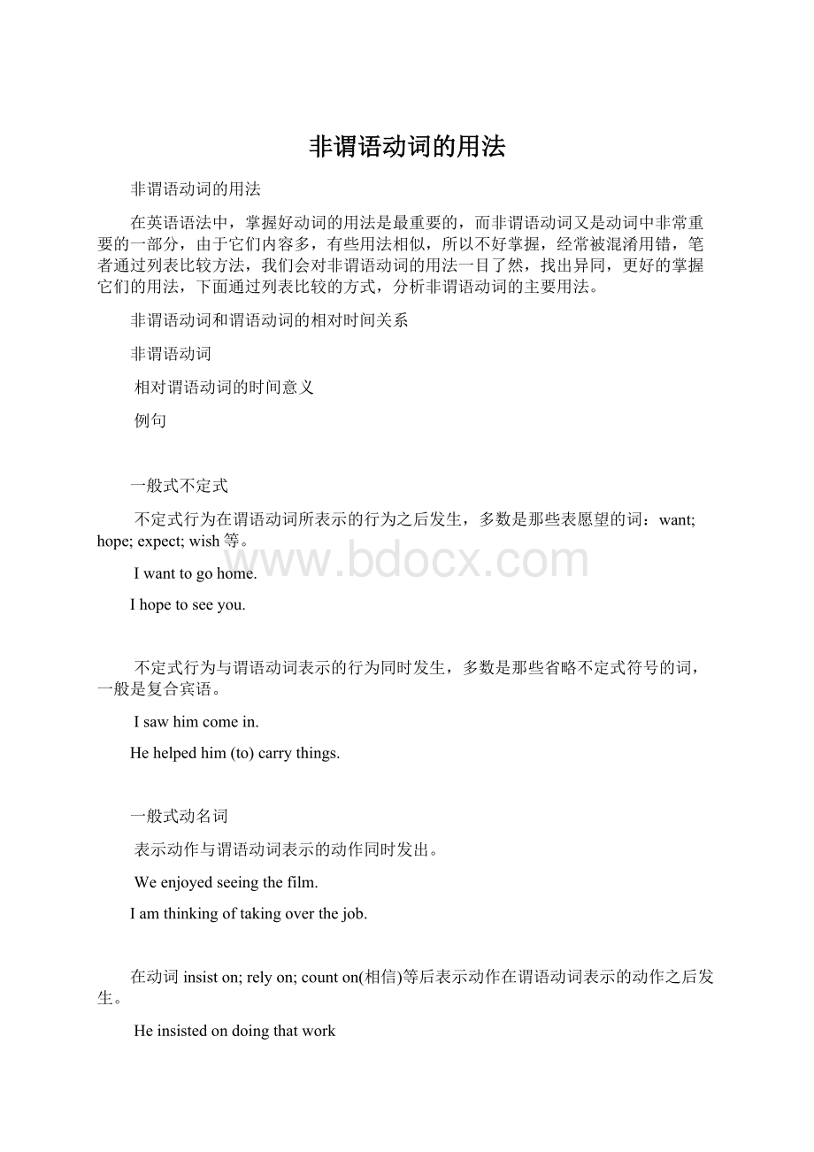 非谓语动词的用法Word文档下载推荐.docx