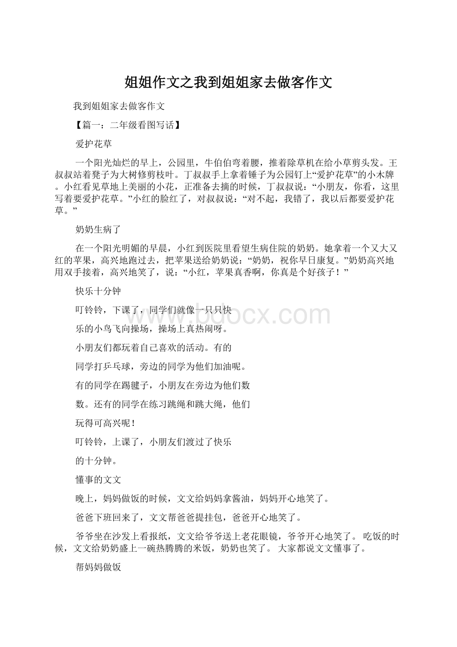 姐姐作文之我到姐姐家去做客作文.docx