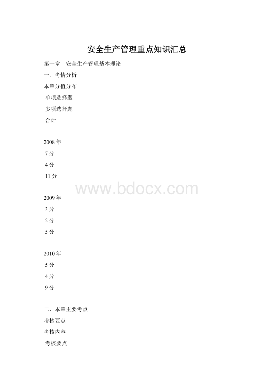 安全生产管理重点知识汇总.docx