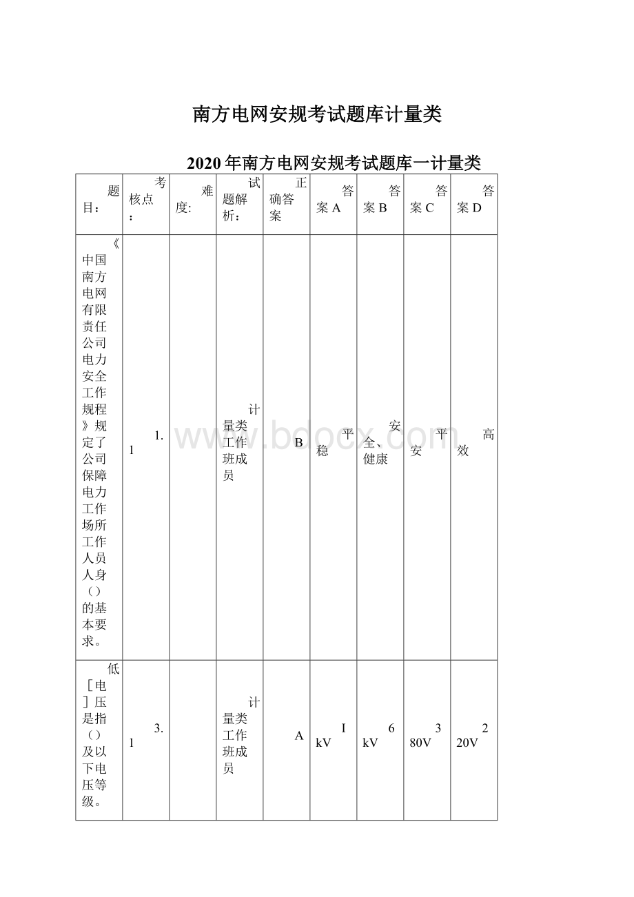 南方电网安规考试题库计量类.docx_第1页