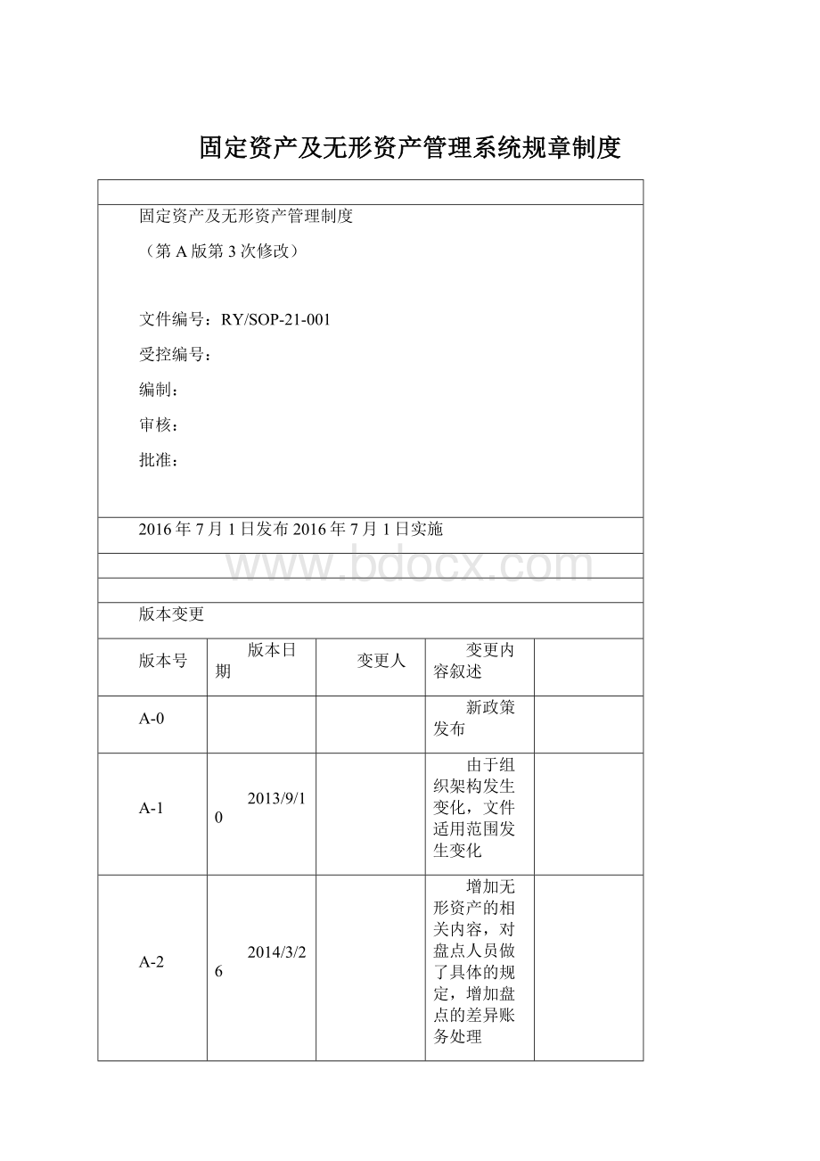 固定资产及无形资产管理系统规章制度.docx_第1页