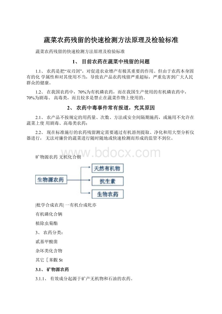 蔬菜农药残留的快速检测方法原理及检验标准Word格式文档下载.docx