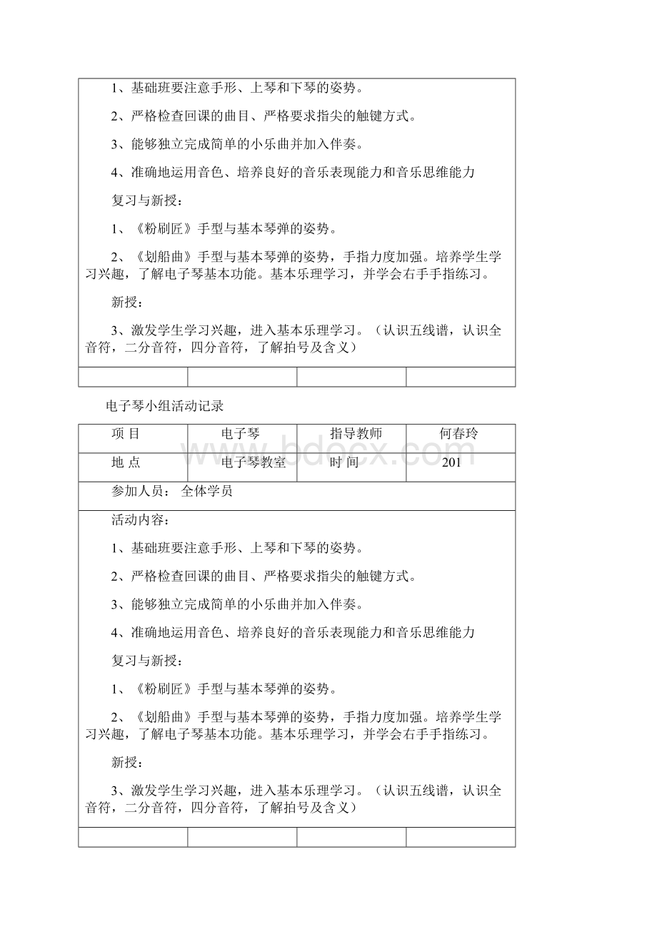 电子琴小组活动记录Word格式文档下载.docx_第2页