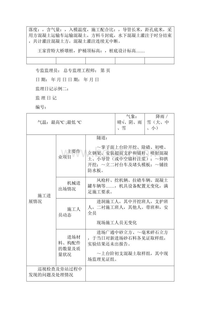 监理日志施工日志修正意见Word下载.docx_第3页