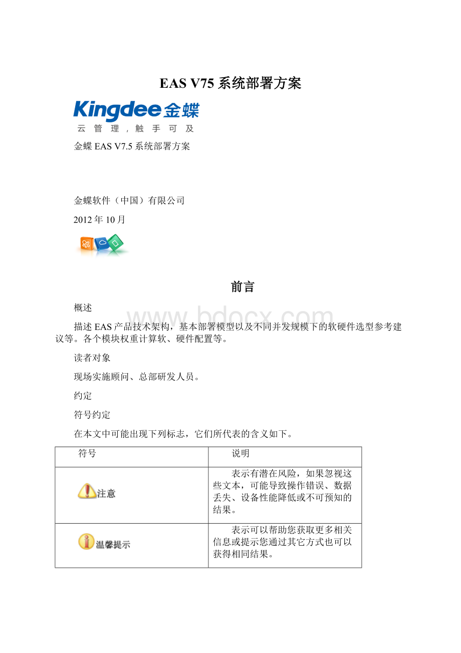 EAS V75 系统部署方案文档格式.docx