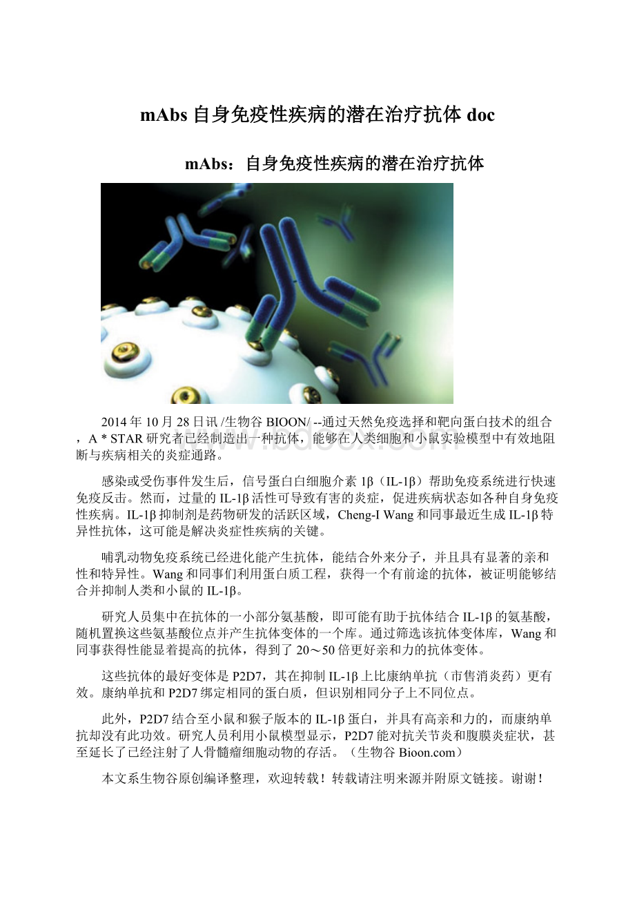 mAbs自身免疫性疾病的潜在治疗抗体doc文档格式.docx_第1页