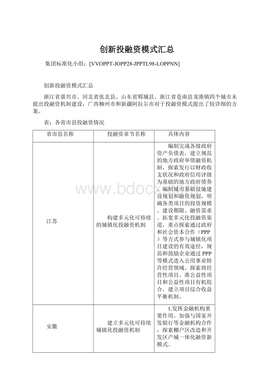 创新投融资模式汇总.docx