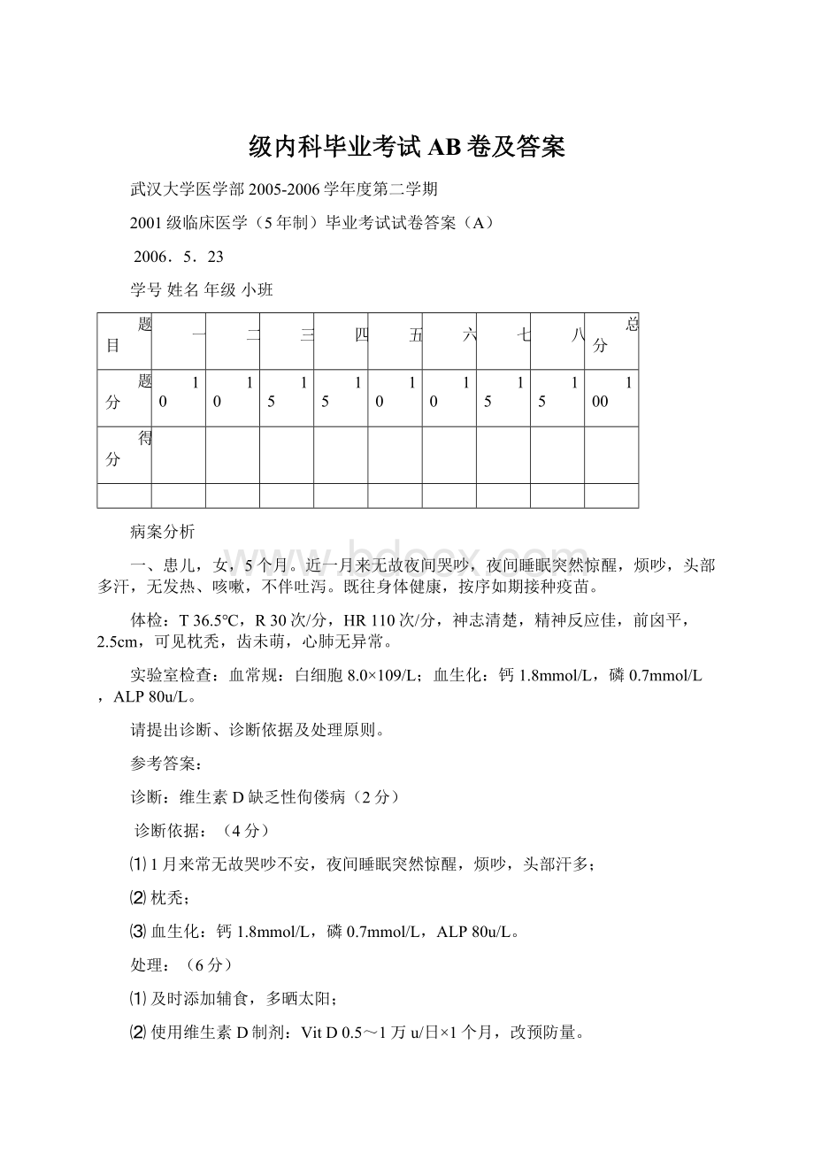 级内科毕业考试AB卷及答案.docx_第1页