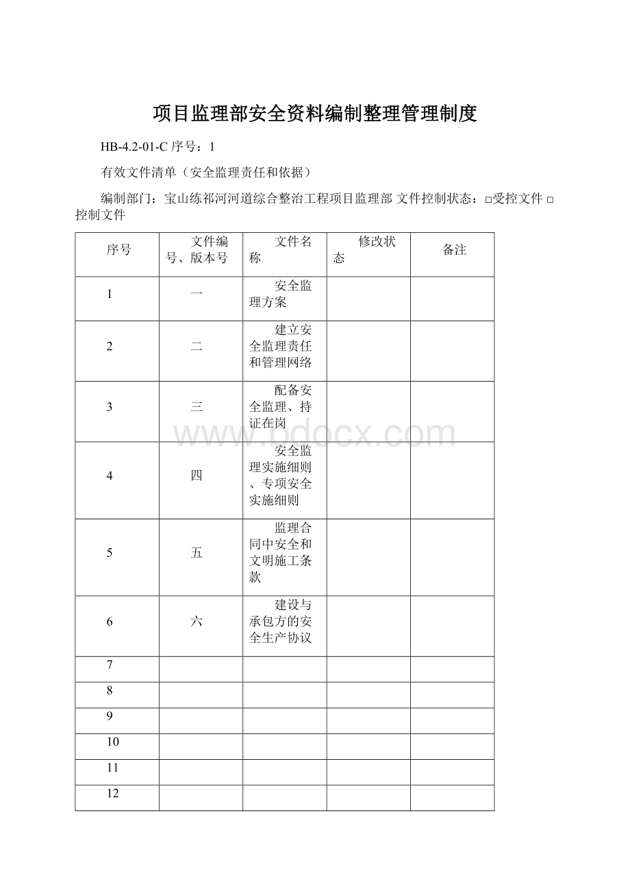 项目监理部安全资料编制整理管理制度.docx