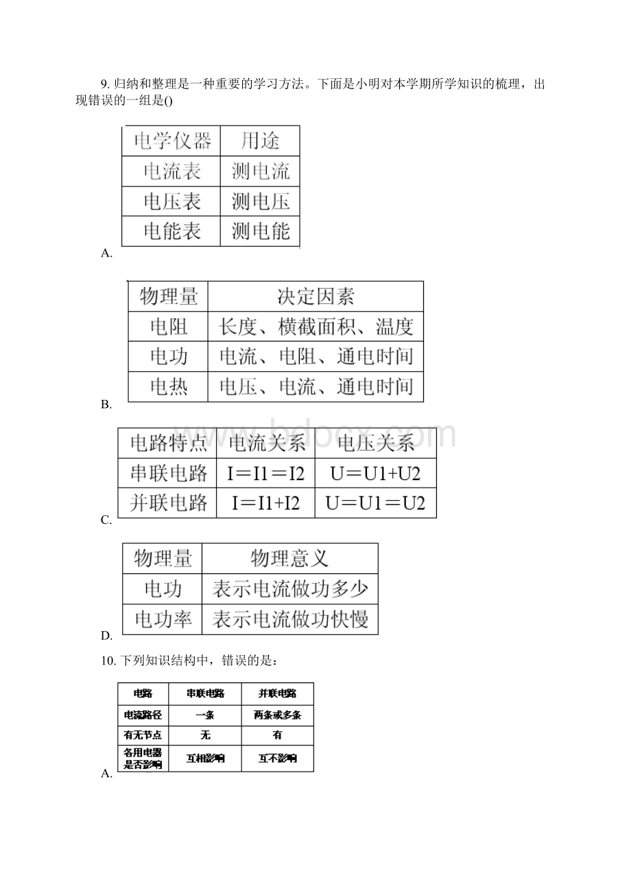 九年级上学期物理期末考试模拟题 2文档格式.docx_第3页