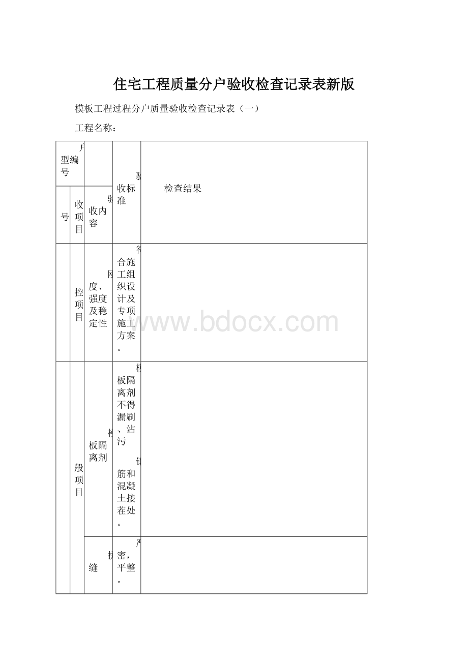 住宅工程质量分户验收检查记录表新版.docx