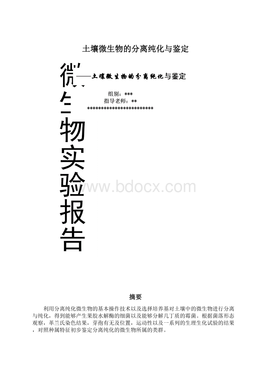 土壤微生物的分离纯化与鉴定.docx_第1页