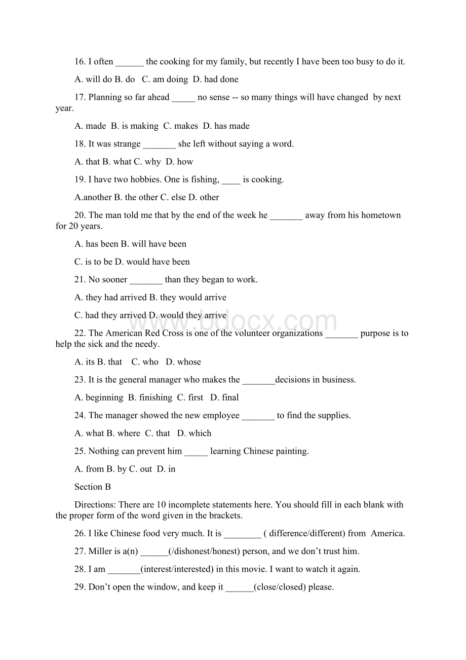 最新大学英语一期末考试题以及答案Word文档格式.docx_第3页