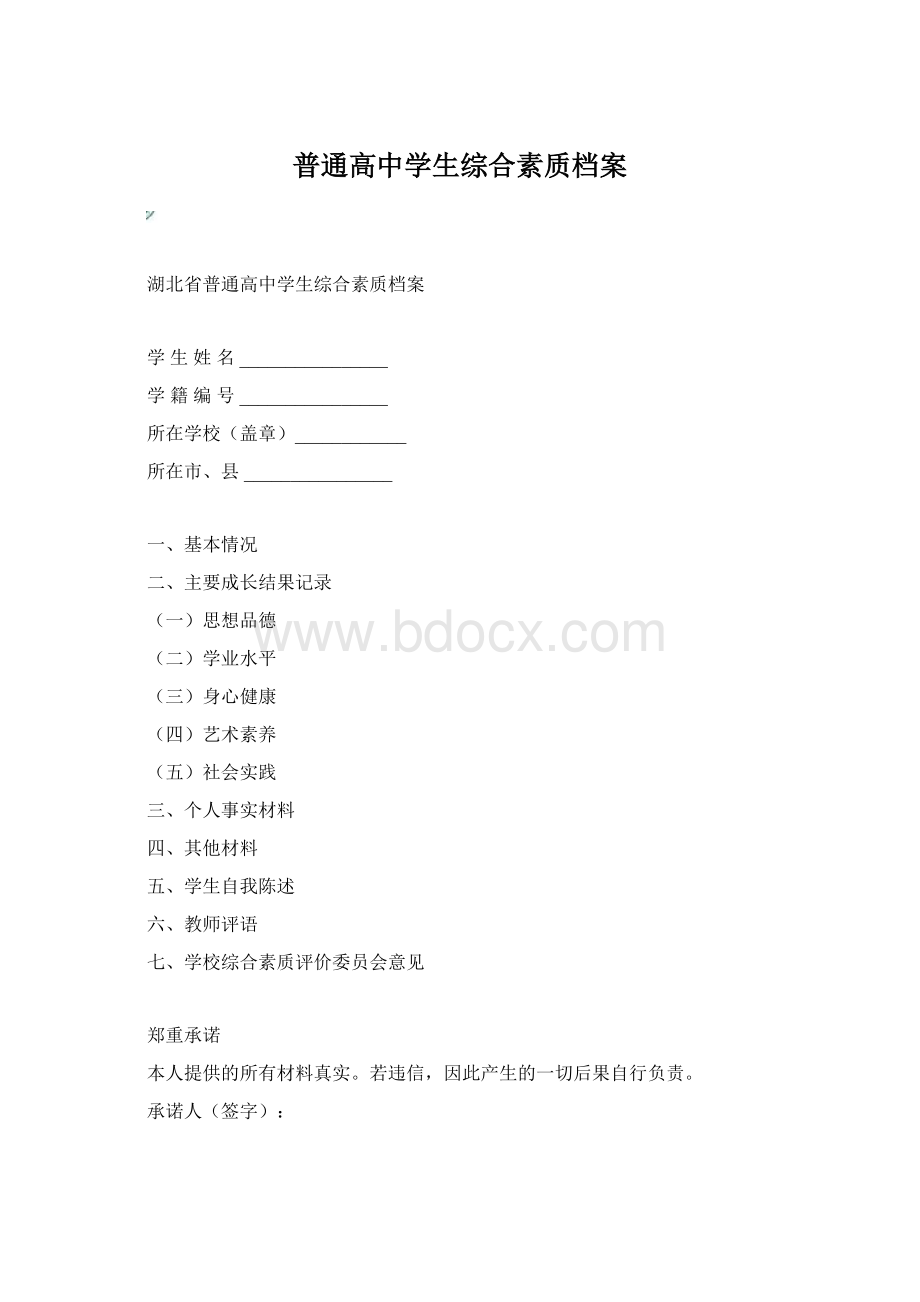 普通高中学生综合素质档案Word格式文档下载.docx_第1页