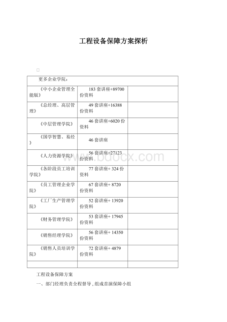 工程设备保障方案探析.docx