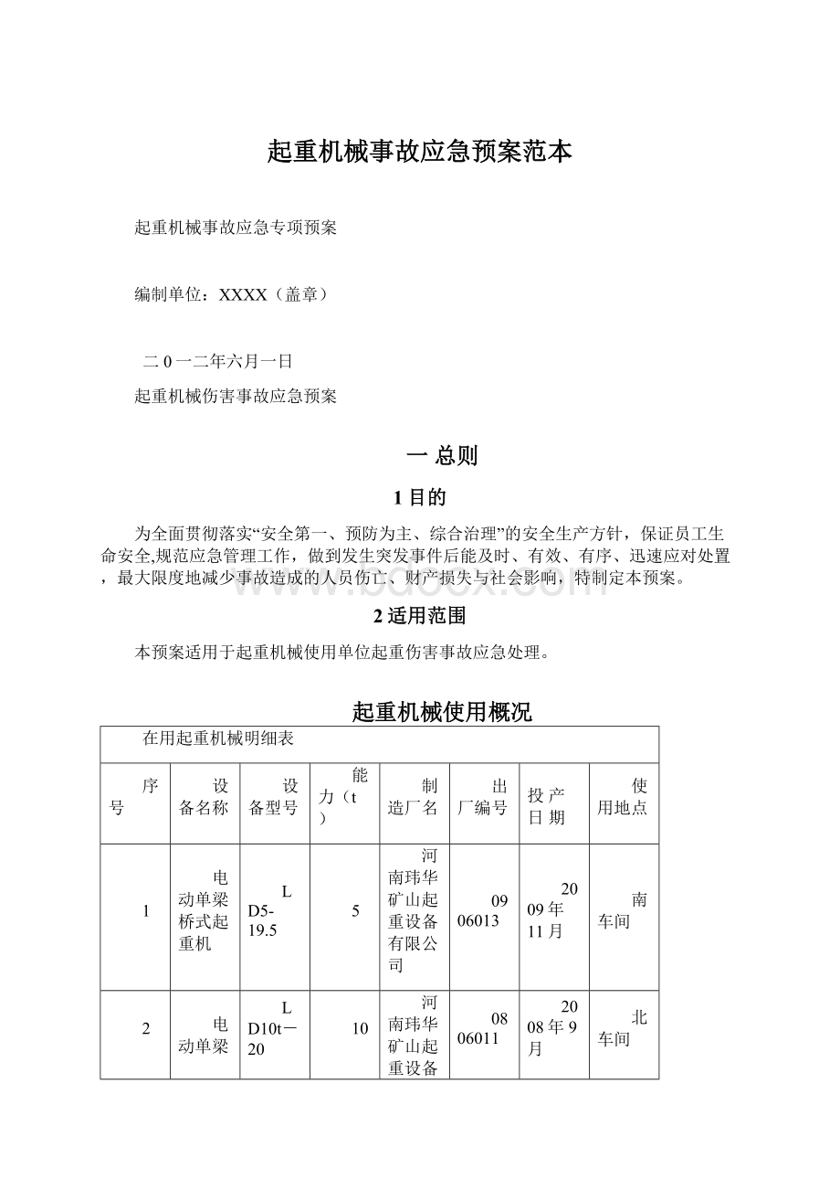 起重机械事故应急预案范本.docx_第1页