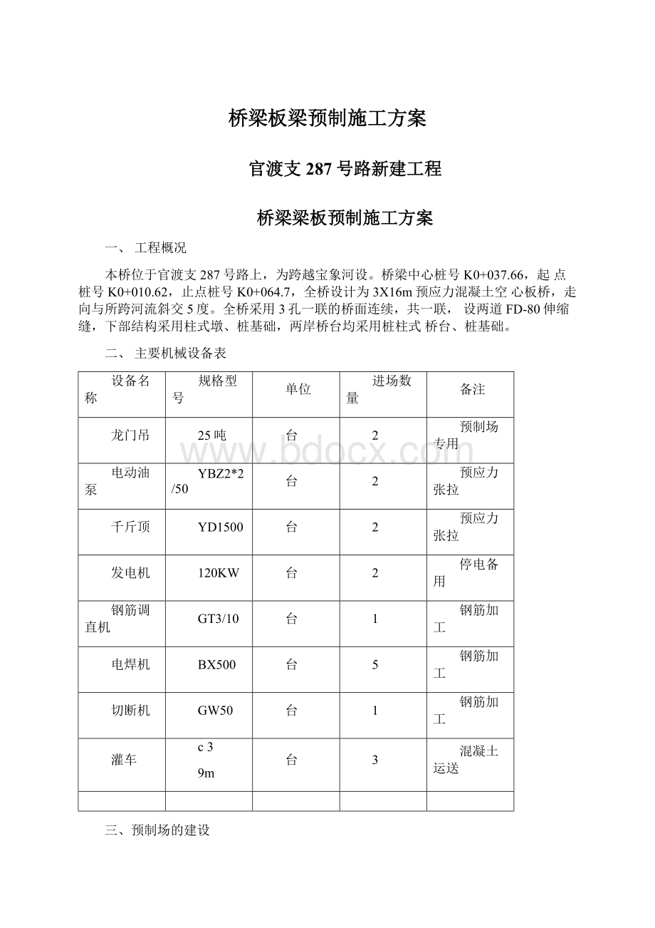 桥梁板梁预制施工方案.docx