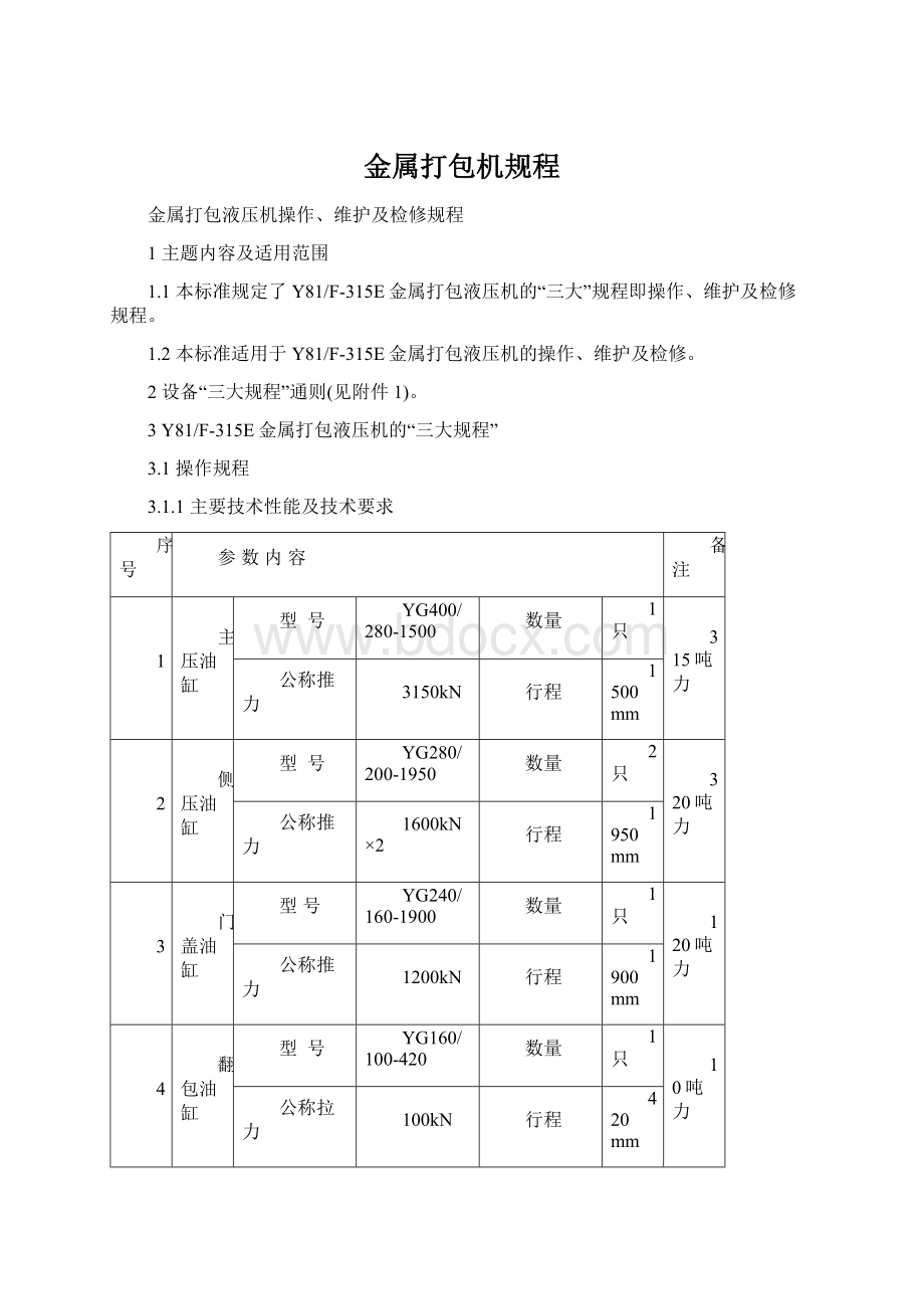 金属打包机规程.docx