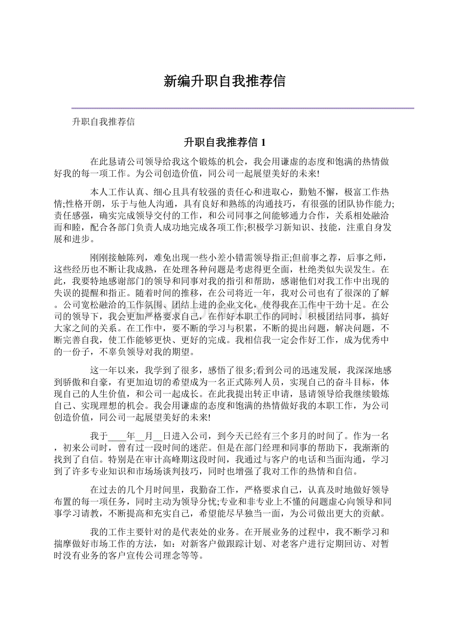 新编升职自我推荐信文档格式.docx_第1页