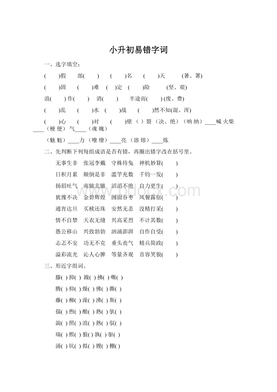 小升初易错字词.docx