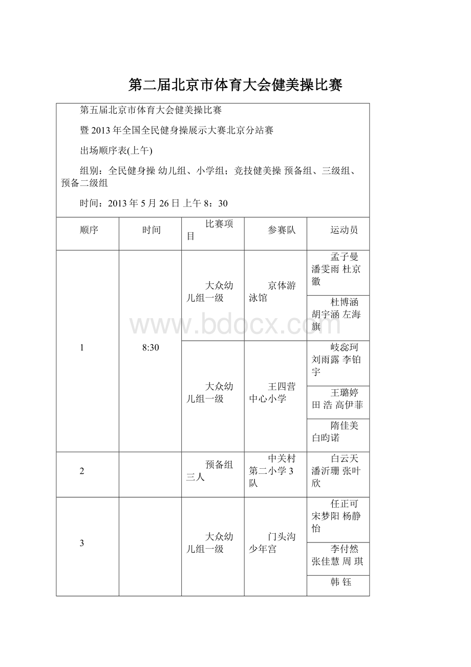 第二届北京市体育大会健美操比赛Word格式.docx_第1页