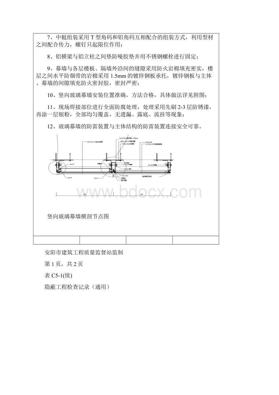 隐蔽工程验收记录玻璃幕墙新汇编.docx_第2页