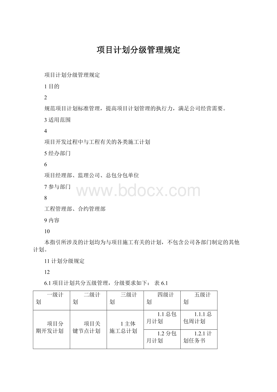 项目计划分级管理规定.docx_第1页