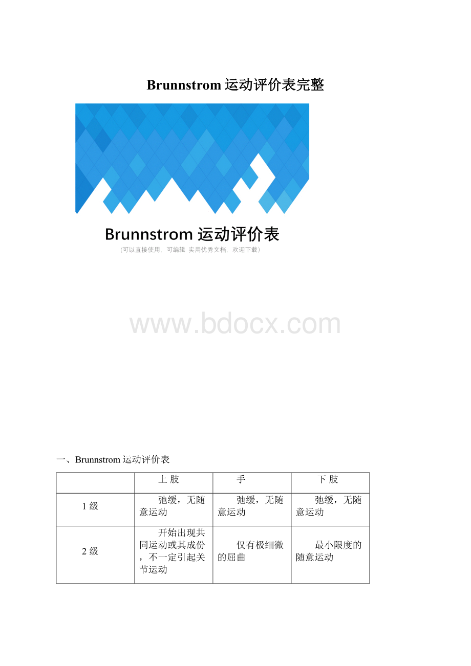 Brunnstrom运动评价表完整.docx_第1页