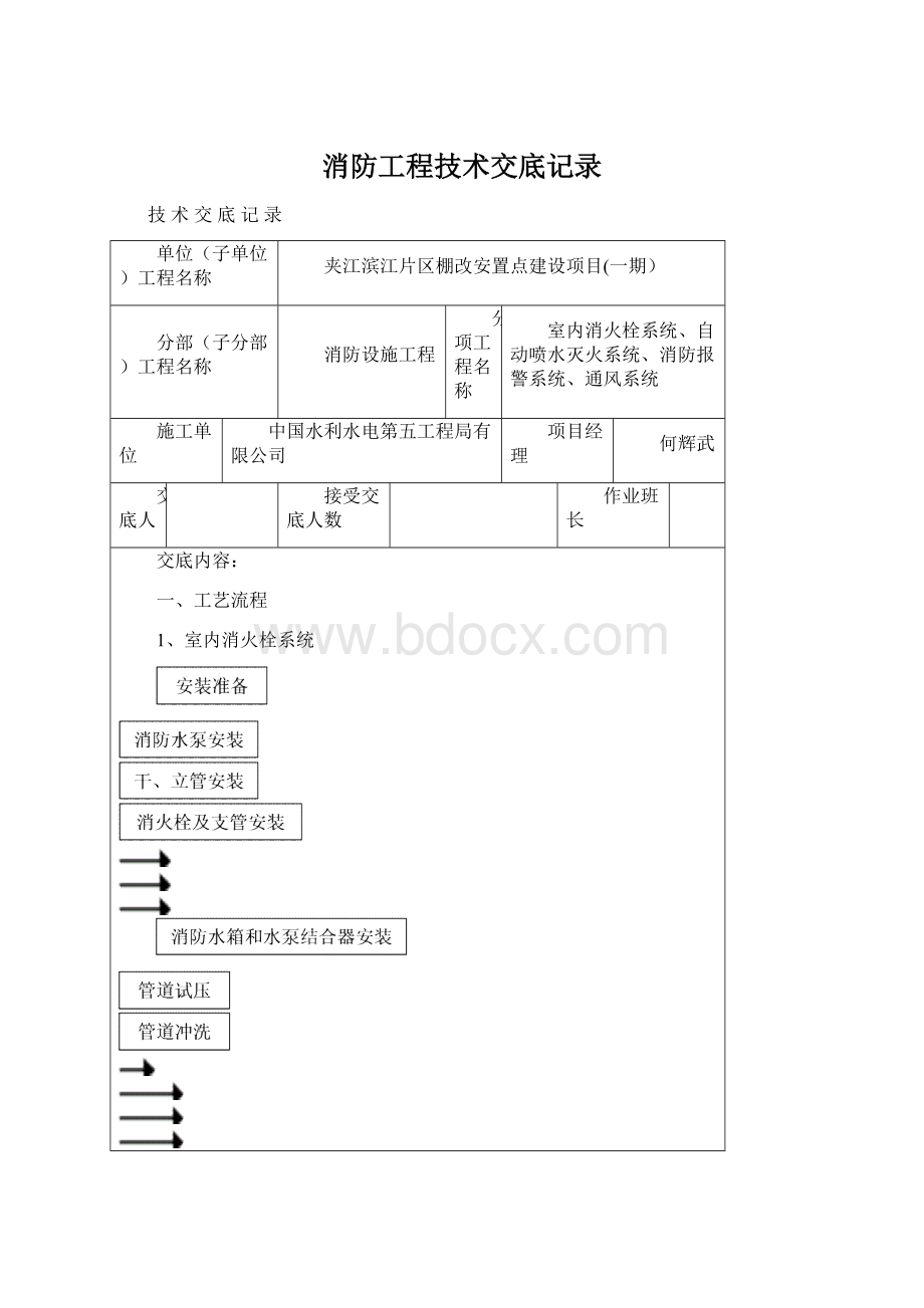 消防工程技术交底记录.docx_第1页