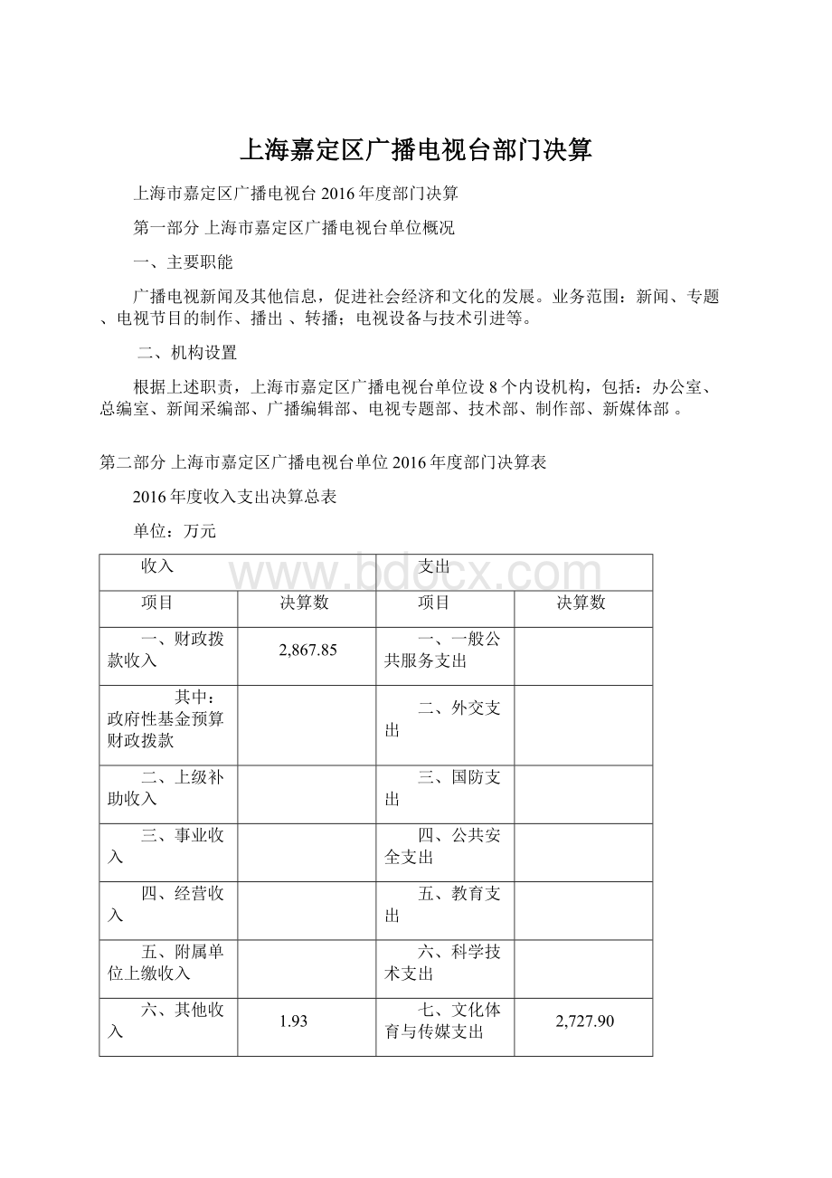 上海嘉定区广播电视台部门决算.docx