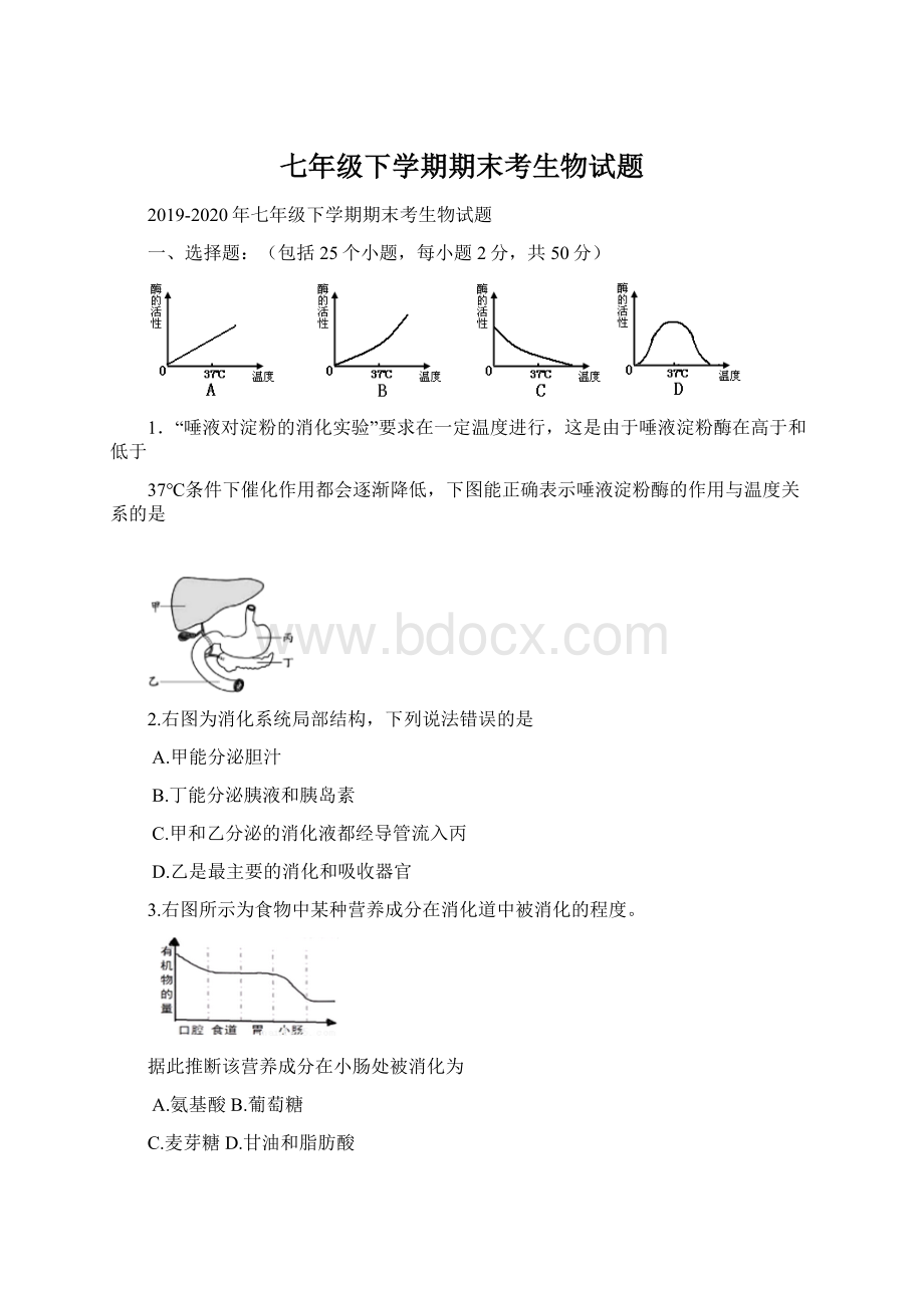 七年级下学期期末考生物试题.docx