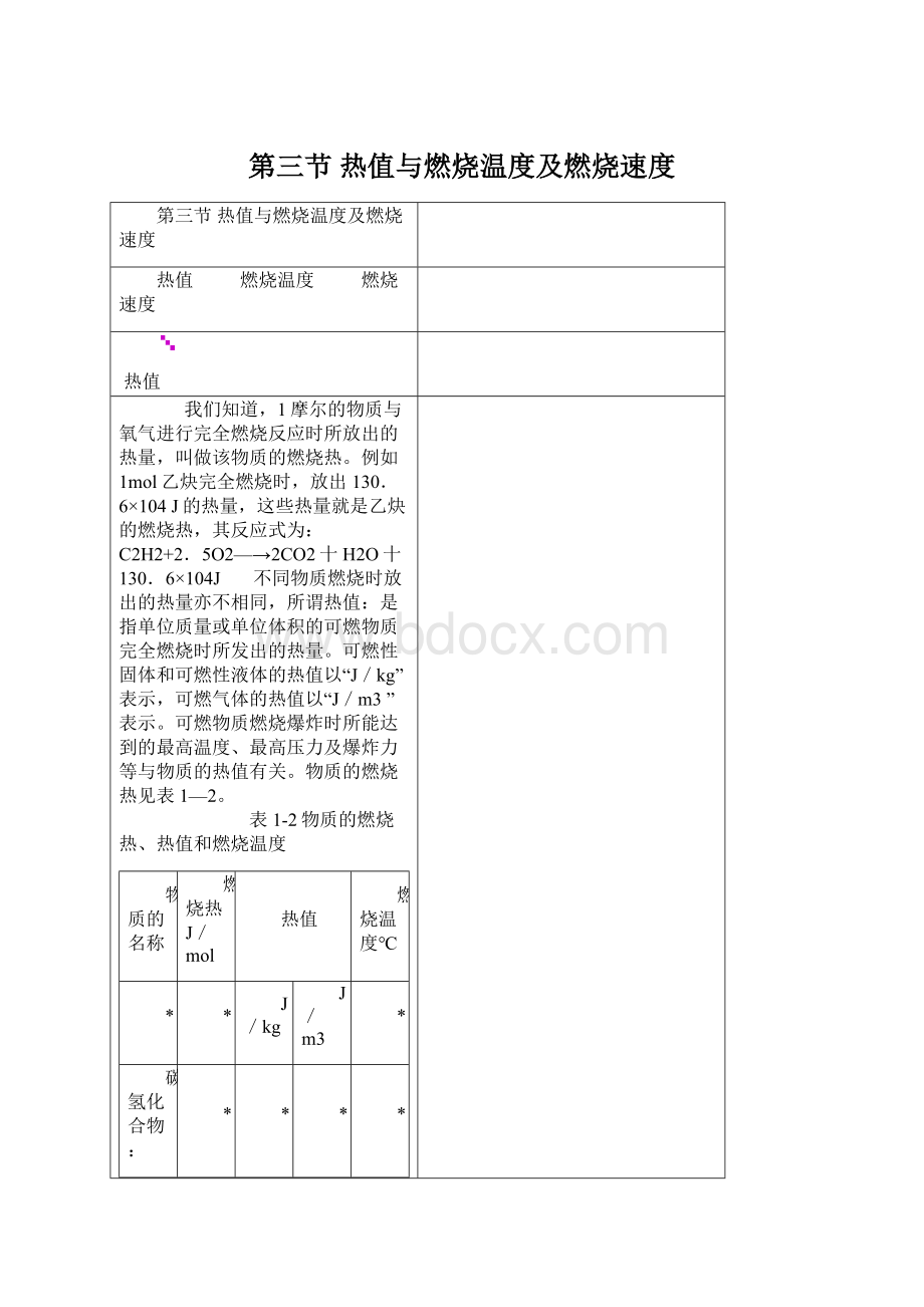 第三节 热值与燃烧温度及燃烧速度Word文件下载.docx_第1页