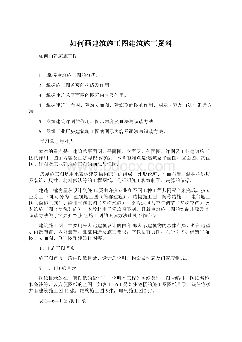 如何画建筑施工图建筑施工资料.docx_第1页