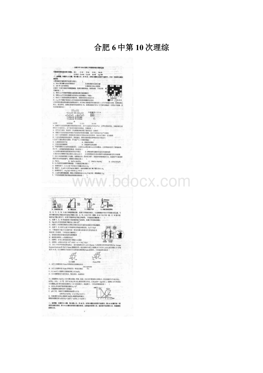 合肥6中第10次理综文档格式.docx