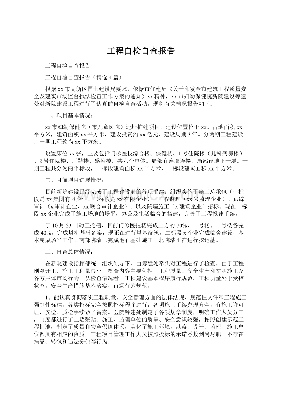 工程自检自查报告文档格式.docx_第1页