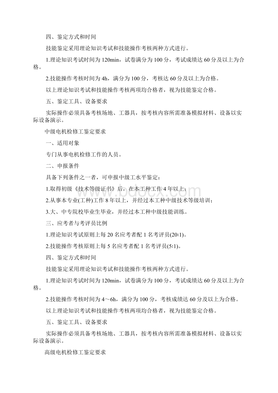 职业技能鉴定规范电机检修工Word格式文档下载.docx_第2页