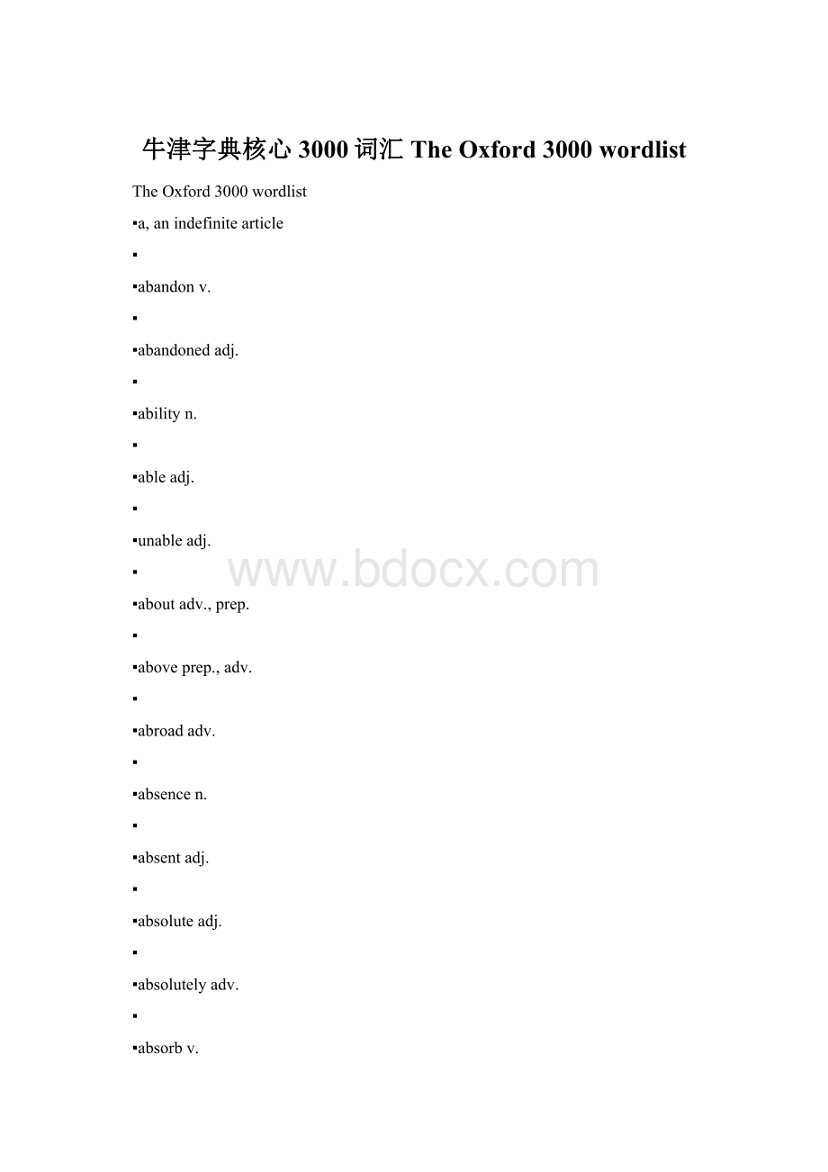 牛津字典核心3000词汇The Oxford 3000 wordlist.docx_第1页